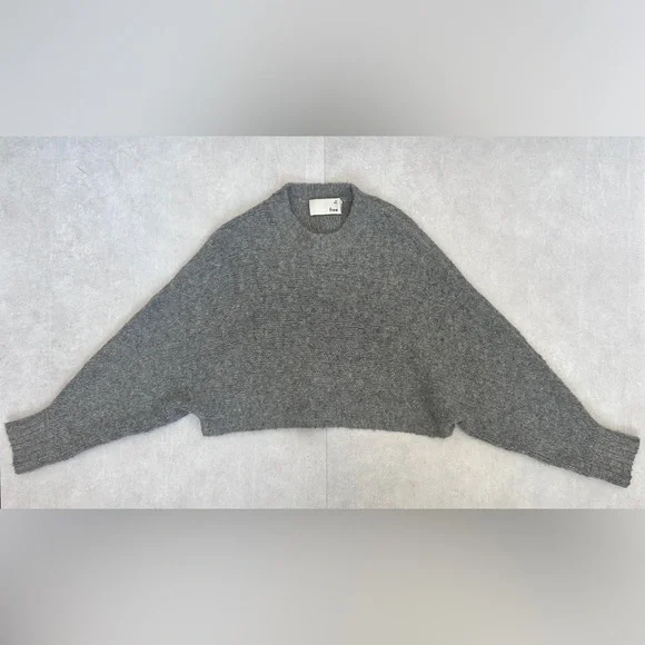 Aritzia Wilfred Free Lolan Sweater Pullover Cropped Alpaca Wool Gray XS - Picture 6 of 12